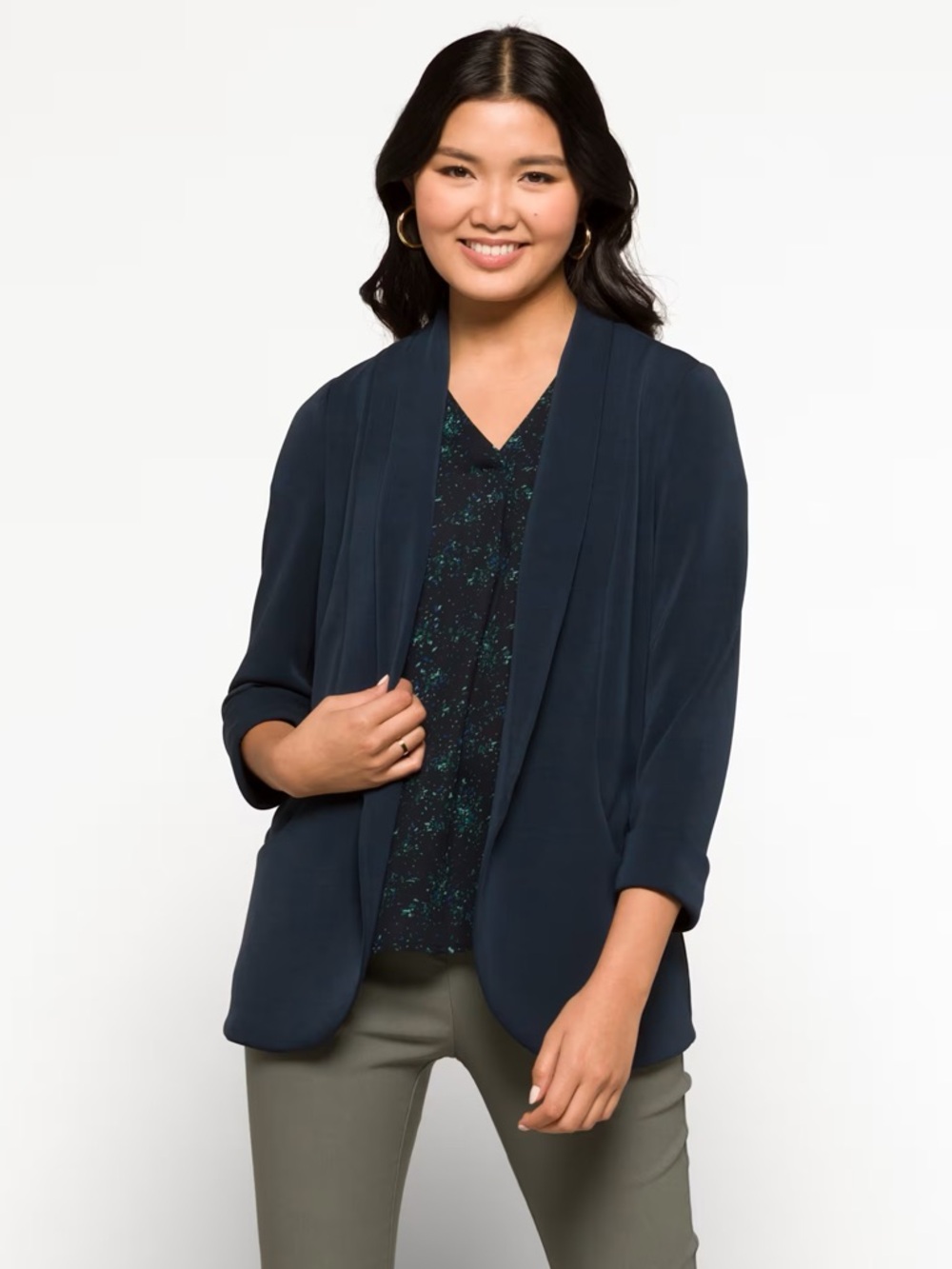 Skies are Blue Soft Tunic Blazer - Navy